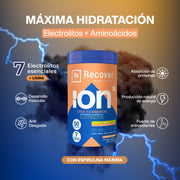 Recover, Post Workout Con 7 Electrolitos Esenciales + Espirulina + L-lisina | Sabor Limón con Miel Orgánica | Suplementos Gym Sin Edulcorantes Artificiales Sin Cafeína | 50 Porciones 500g | Importante: Una Vez Abierto Refrigerar y Cerrar Bien!