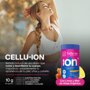 Cellu ion | Curcuma + L-lisina | Polvo para bebida isotónica que nutre e hidrata tu piel | Endulzado Miel De Abeja Orgánica Ni Edulcorantes Artificiales Sin Cafeína - Sabor Limón | 50 Porciones 500g