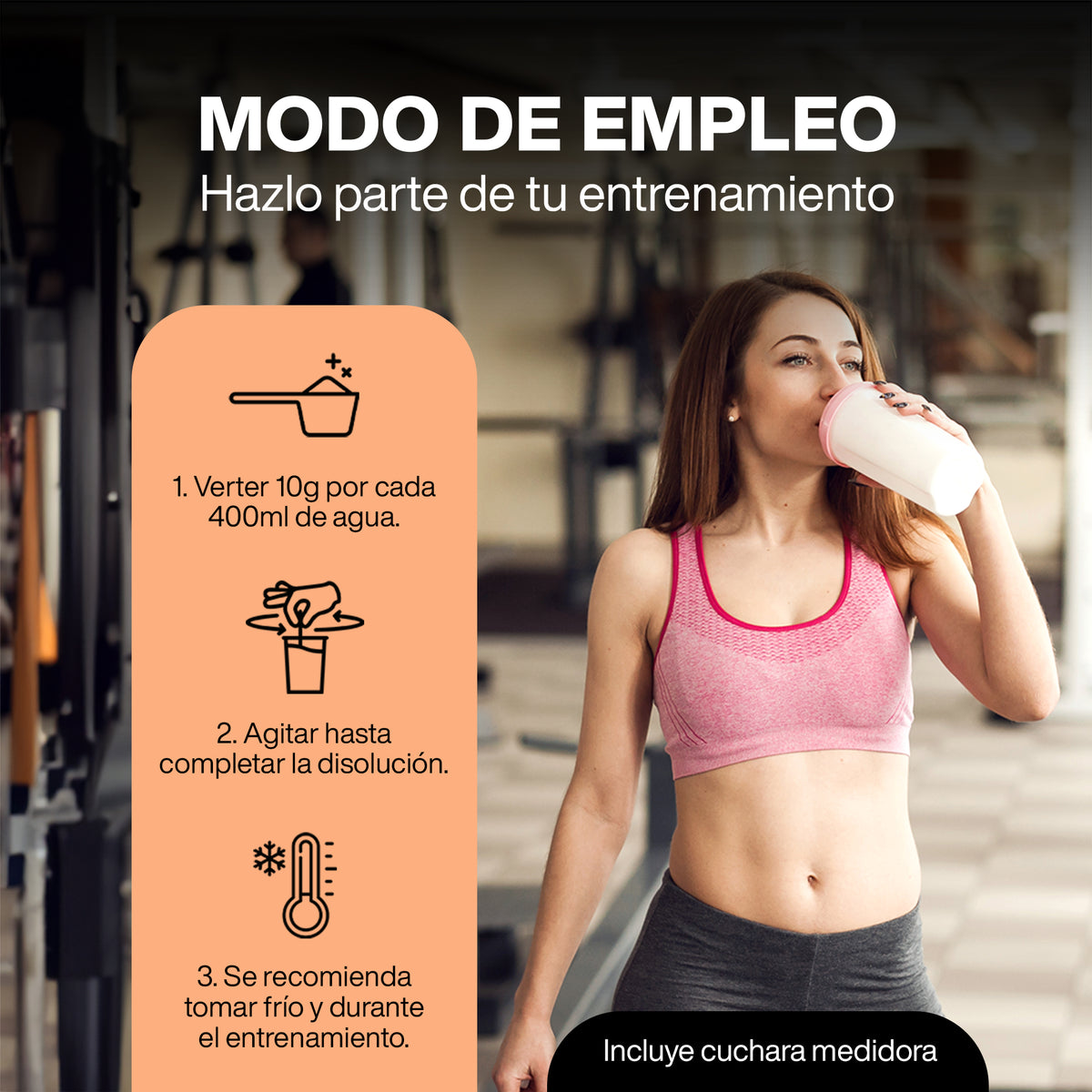 Modo de preparación de ION X Recover con una porción en agua