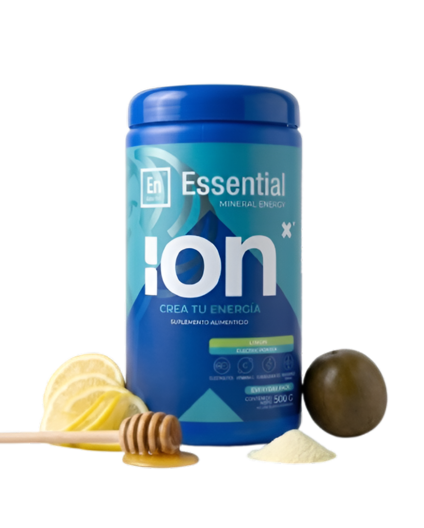 ION X Essential, electrolitos en polvo sabor limón en envase de 500 g